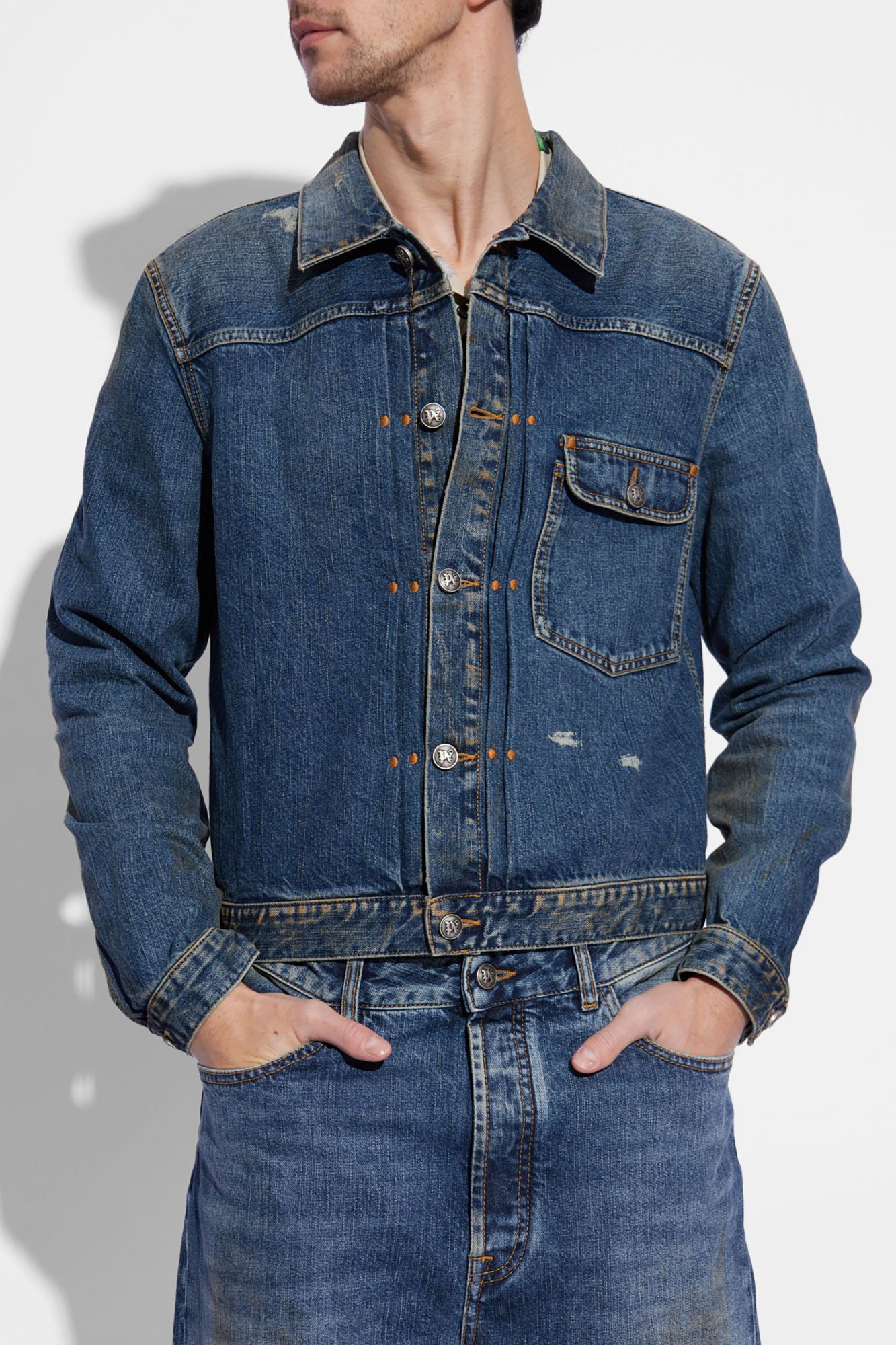 Palm Angels Denim jacket with vintage effect | Men's Palm Angels Denim jacket with vintage effect | Men's